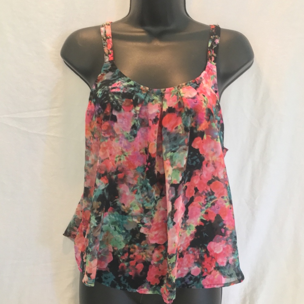 pink floral tank top